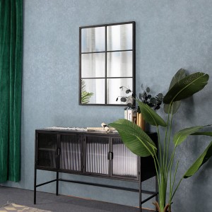 Wholesale Designer Rectangle Black Iron Frame Mirrors Decorative Wall 34776R