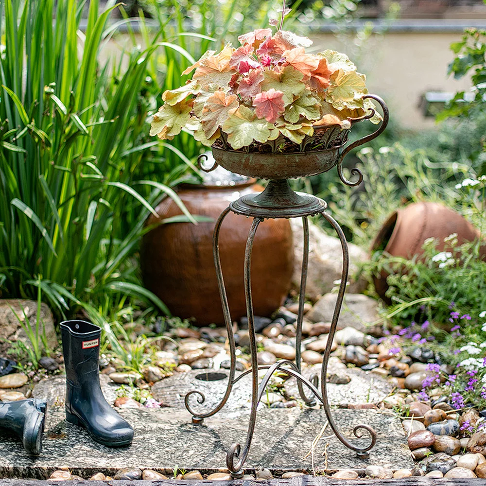 Vintage Iron Flower Stand Decoration Trophy Antique Floor Flower Pot Rack Plant Potted PL08-78351 Featured Image