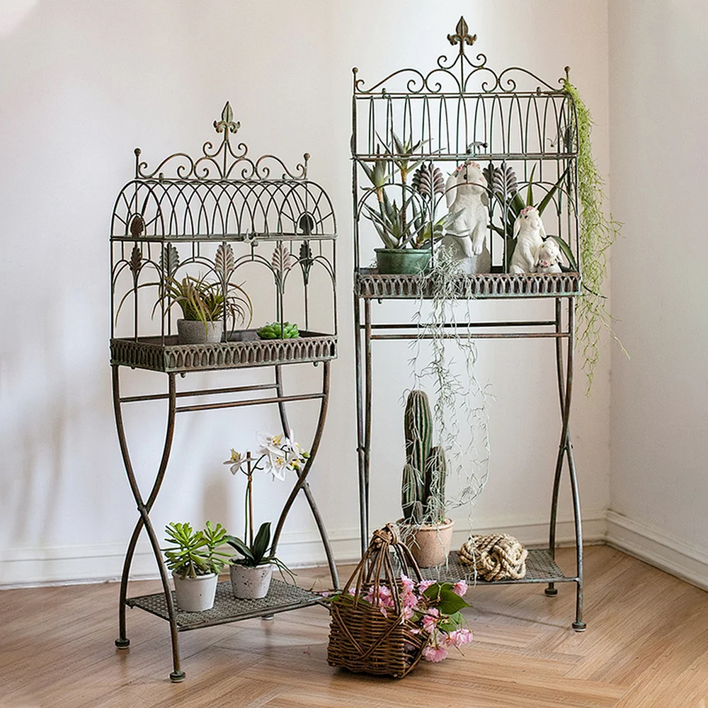 Garden Outdoor Antique Metal Plant Stand Holder Cage PL08-76155 Featured Image