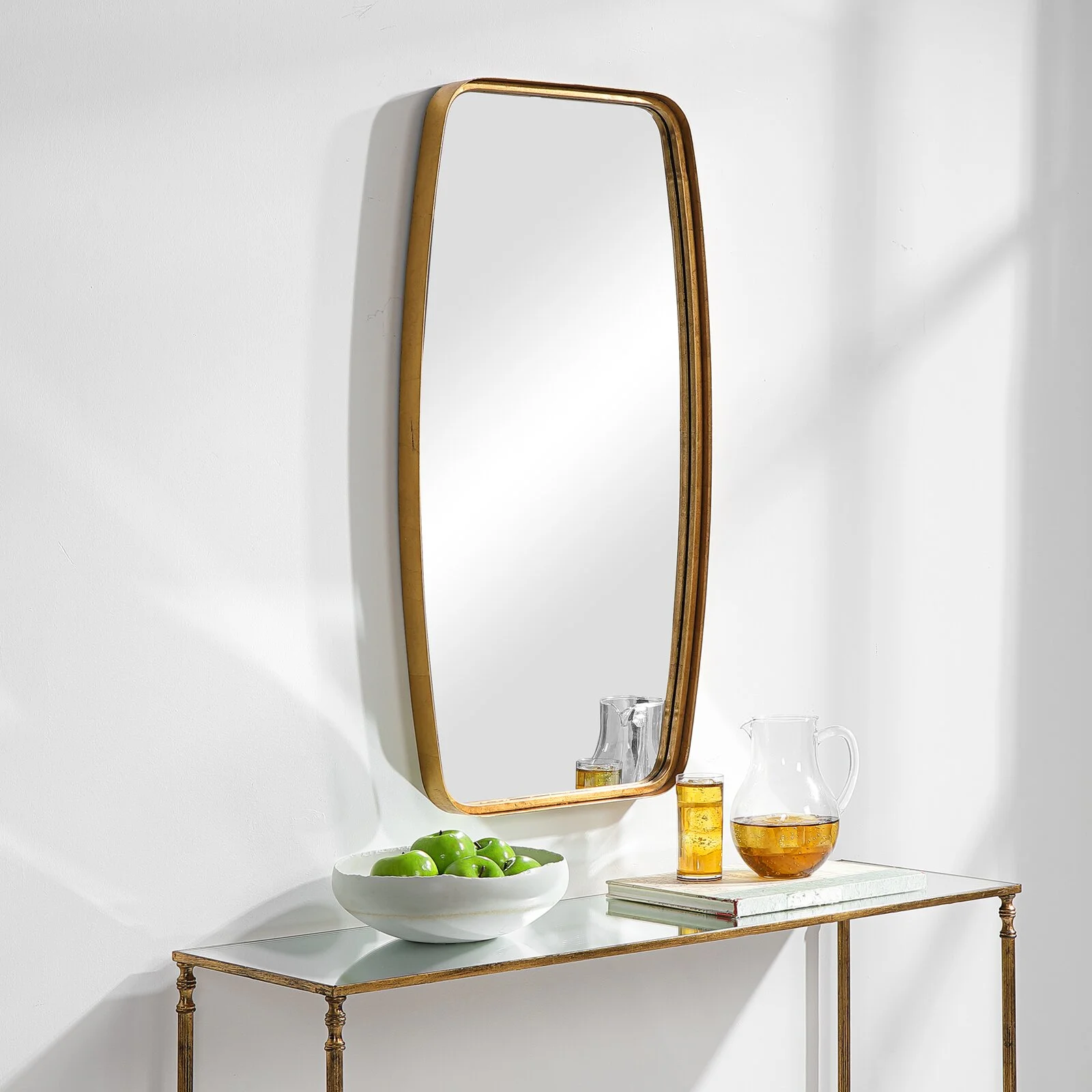 Rectangle Gold Bathroom Metal Wall Mirror Brushed Brass Modern Mirror PL08-385678 Featured Image