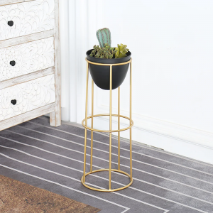 Garden Modern Gold Black Metal Flower Pot Plant Stand PL08-3921