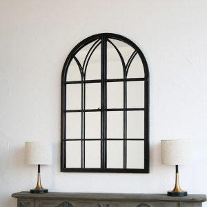 Modern Style Decorative Arch Window Pane Frame Accent Wall Mirror Farmhouse Distressed Vintage Antique Mirror PL08-39526
