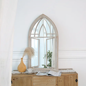 Gothic Cathedral Arch Church Window Style Metal Frame Wall Mirror Rustic Farmhouse Garden Mirror For Indoor Outdoor PL08-36552