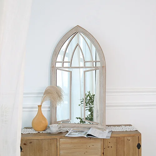 Gothic Cathedral Arch Church Window Style Metal Frame Wall Mirror Rustic Farmhouse Garden Mirror For Indoor Outdoor PL08-36552 Featured Image