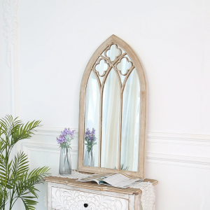 Wall Glass Mirror Decorative Garden Metal Arches Four-leaf Clover Shaped Gothic Style Wall Outdoor Antique Vintage Mirror PL08-36555