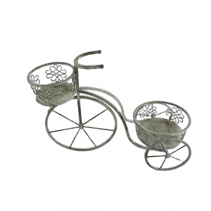 Metal Craft Wrought Iron Wheelbarrow Pot Planter Penny Farthing Bicycle Planter Grey  PL08-7687