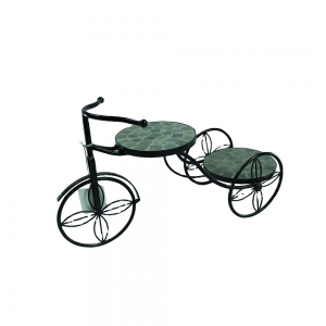 Outdoor Iron Wheelbarrow Mosaic Bicycle Pot Display Stand Planter Artificial Flowerpot PL08-5571