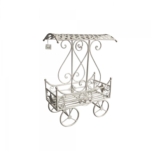 Garden Flower Plant Stand Pots Wedding Carriage Decoration Wrought Iron Cart Metal Crafts Used with Artificial Flower Cast IronPL08-6954