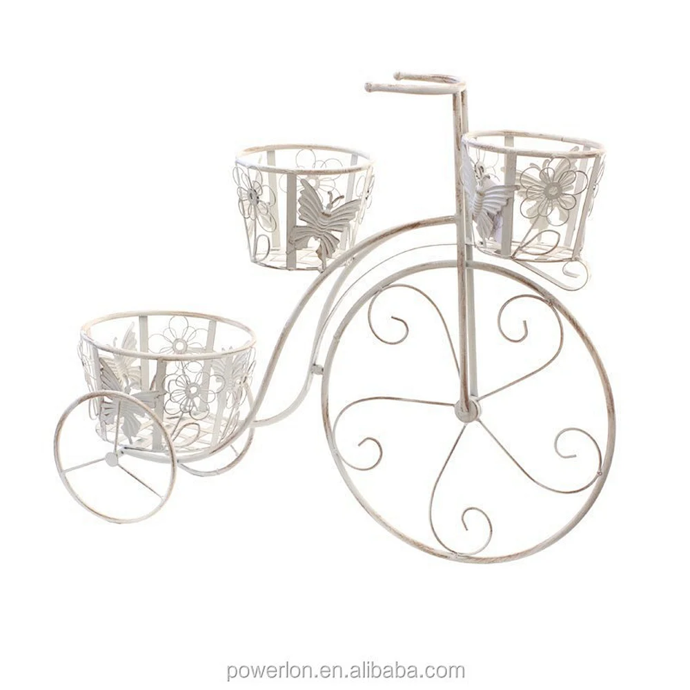 Home and Garden Decor Bicycle Planter White Shabby Chic Vintage Indoor and Outdoor,living Room Metal Fashion Iron All-season PL08-5630 Featured Image