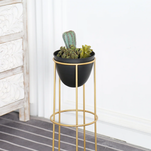 Garden Modern Gold Black Metal Flower Pot Plant Stand PL08-3921