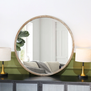 Round Circle Home Decor Custom Bathroom Makeup Shaving Vanity Circular Framed Wall Bathroom Garden Accent Mirror PL08-50024