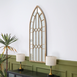 Arch Gothic French Gold Garden Wall Decor Vanity Accent Decoration Herschel Window Pane Decorative Wall Mirror PL08- 50012