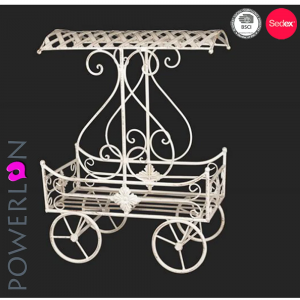 Garden Flower Plant Stand Pots Wedding Carriage Decoration Wrought Iron Cart Metal Crafts Used with Artificial Flower Cast IronPL08-6954