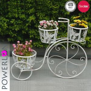 Home and Garden Decor Bicycle Planter White Shabby Chic Vintage Indoor and Outdoor,living Room Metal Fashion Iron All-season PL08-5630