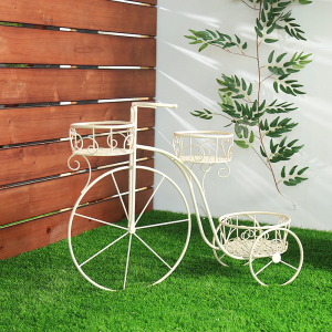 Wholesale Modern Flower Pot Cart Holder Tricycle Plant Stand Ideal for Home Garden Decor PL08-7739