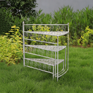 3 Floors Layers Outdoor Standing Balcony Metal Flower Pot Rack Plant Rack PL08-9011