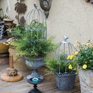 Metal Bird Decor Wrought Iron Flower Pot Stand Holder Outdoor PL08-76327