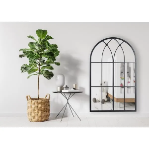 Modern Arch Windowpane Black Mirror Decorative Wall Mirror PL08-385247