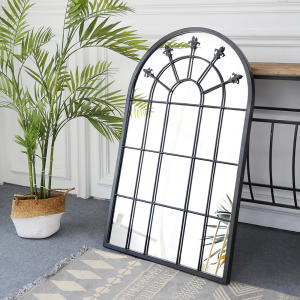 Wholesale Modern Iron Metal Framed Decor Mirror Arch Shape Large Mirror Decorate The Living Room Gothic Style Wall Mirror  PL08-39676