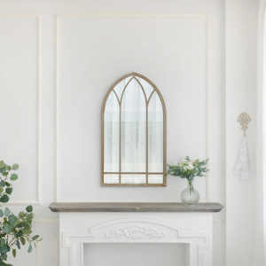 Vintage Gothic Style Arch Decorative Metal Frame Window Pane Farmhouse Garden MirrorPL08-33342