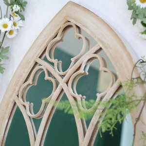 Wall Glass Mirror Decorative Garden Metal Arches Four-leaf Clover Shaped Gothic Style Wall Outdoor Antique Vintage Mirror PL08-36555