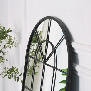 Large Windowpane Arched Mirror Antique Rust Proof Garden Wall Mirror Metal Framed with Customized Color PL08-38523