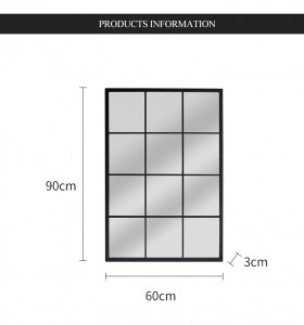 Wholesale Rectangle Black Metal Frame Decorative Floor Standing Mirrors 36070