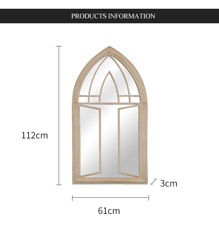 Large Gothic Rustic country house Church Wrought Iron Outdoor Indoor Wedding Decorations Arched Window Wall Mirror 36552 Featured Image