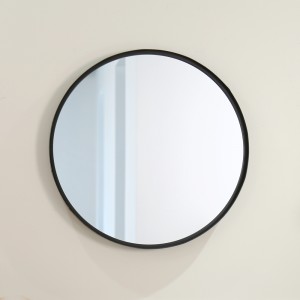 Modern Brushed Brass Metal Round Mirror 38316