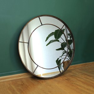 Dark Bronze Round Metal Frame Mirror 38455