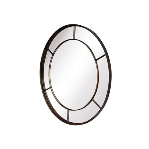 Dark Bronze Round Metal Frame Mirror 38455