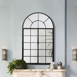 Black Metal Frame Window Wall Mirror 38572