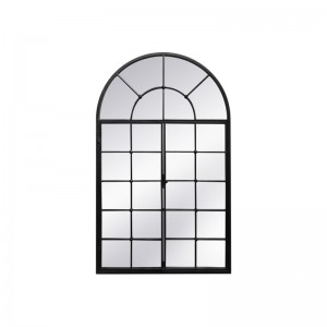 Black Metal Frame Window Wall Mirror 38572