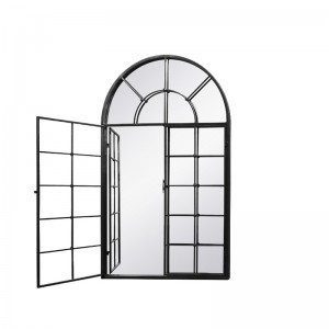 Black Metal Frame Window Wall Mirror 38572