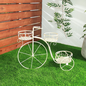 Wholesale Modern Flower Pot Cart Holder Tricycle Plant Stand Ideal for Home Garden Decor PL08-7739