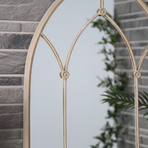 Arched Wrought Iron Metal Framed Wall Floor Standing Mirror for Home and Garden