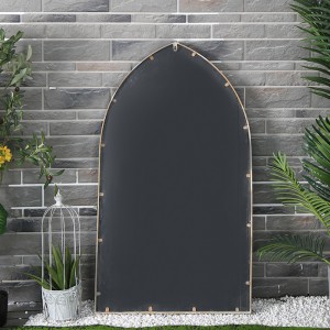 Arched Wrought Iron Metal Framed Wall Floor Standing Mirror for Home and Garden