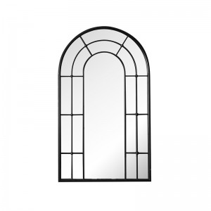 Wrought Iron Frame Antique Big Size Living Room Wall Mounted Arch Windowpane Mirror 39555