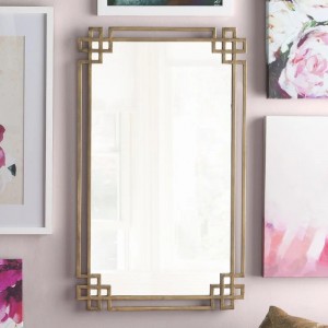 Large Decorative Antique Distress Finish Rectangle Gold Metal Wall Mirror PL08-382279