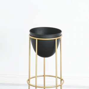 Garden Modern Gold Black Metal Flower Pot Plant Stand PL08-3921