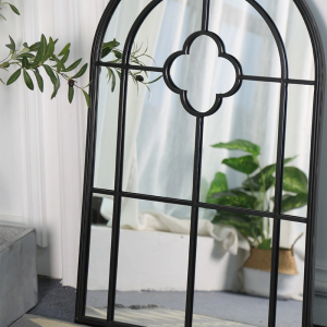 Rustic Large Black Antique Industrial Arch Window Framed Wall Dubois Mirrors Decorative Outdoor Garden Mirror PL08-39533