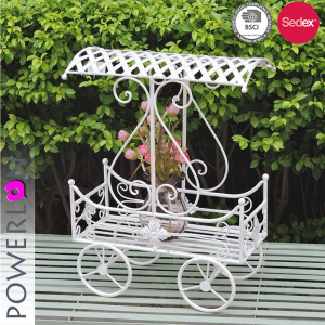 Garden Flower Plant Stand Pots Wedding Carriage Decoration Wrought Iron Cart Metal Crafts Used with Artificial Flower Cast IronPL08-6954