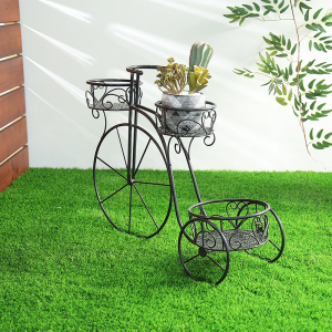 Wholesale Modern Flower Pot Cart Holder Tricycle Plant Stand Ideal for Home Garden Decor PL08-7739