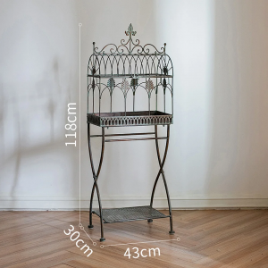 Garden Outdoor Antique Metal Plant Stand Holder Cage PL08-76155