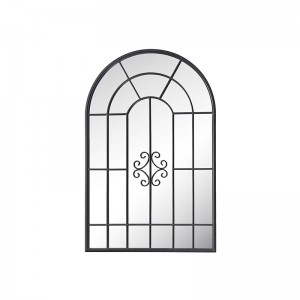 Black Metal Frame Window Pane Wall Mirror 50004