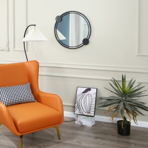 Modern Design Black Circle Metal Wall Mirror 50059