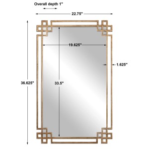 Large Decorative Antique Distress Finish Rectangle Gold Metal Wall Mirror PL08-382279