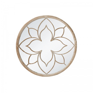 Decorative Flower-Like Round Metal Frame Distressed Finished Indoor Outdoor Wall Hanging Garden Mirror PL08-50028