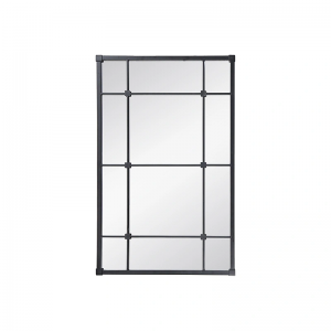 Farmhouse Rectangular Industrial Matt Black Metal Frame Window Pane Tabletop Decor Decorative Wall Mirror PL08-50007