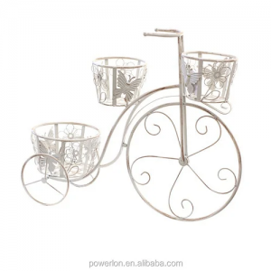 Home and Garden Decor Bicycle Planter White Shabby Chic Vintage Indoor and Outdoor,living Room Metal Fashion Iron All-season PL08-5630